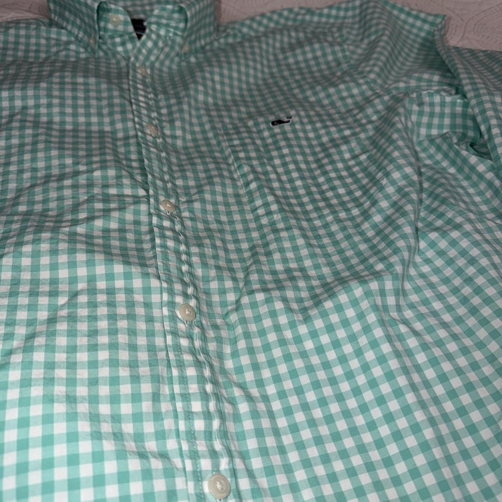 Vineyard Vines Tucker Shirt‎ Men XL Summer Green Check Button Up Cotton Preppy - Picture 2 of 9